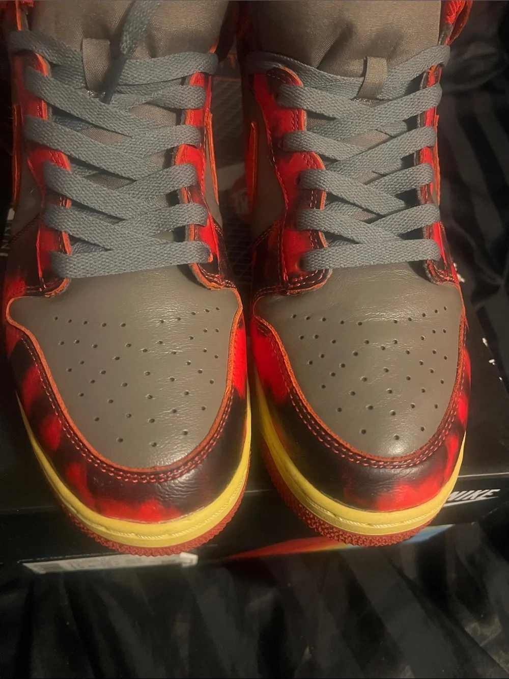 Nike High-Top Sneakers in Gray, Red & Yellow